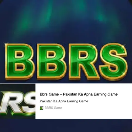 Bbrs Game official logo – Pakistan’s fun and earning game app icon featuring green badge, stacked B letters, lottery star, and fast cash symbol.